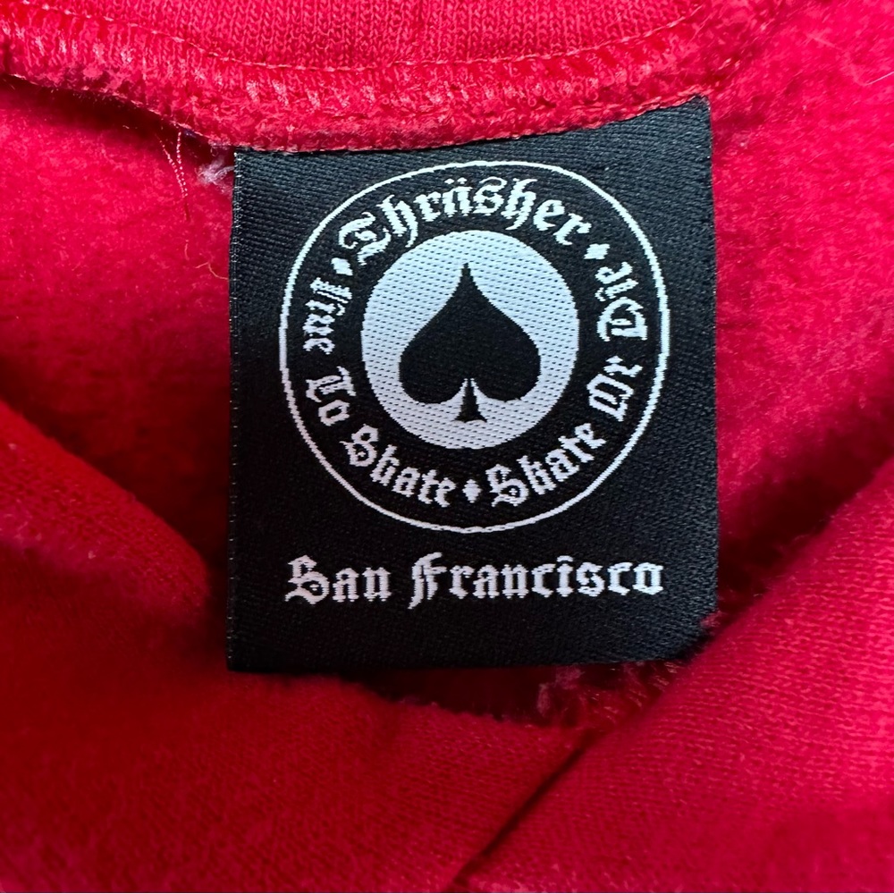 THRASHER Skateboard Magazine Red Crop Sweatshirt Hoodie Size Small Streetwear - Picture 10 of 13